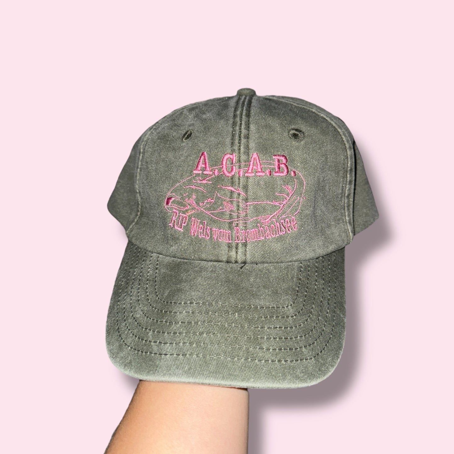 RIP WELS Cap olive-rosa