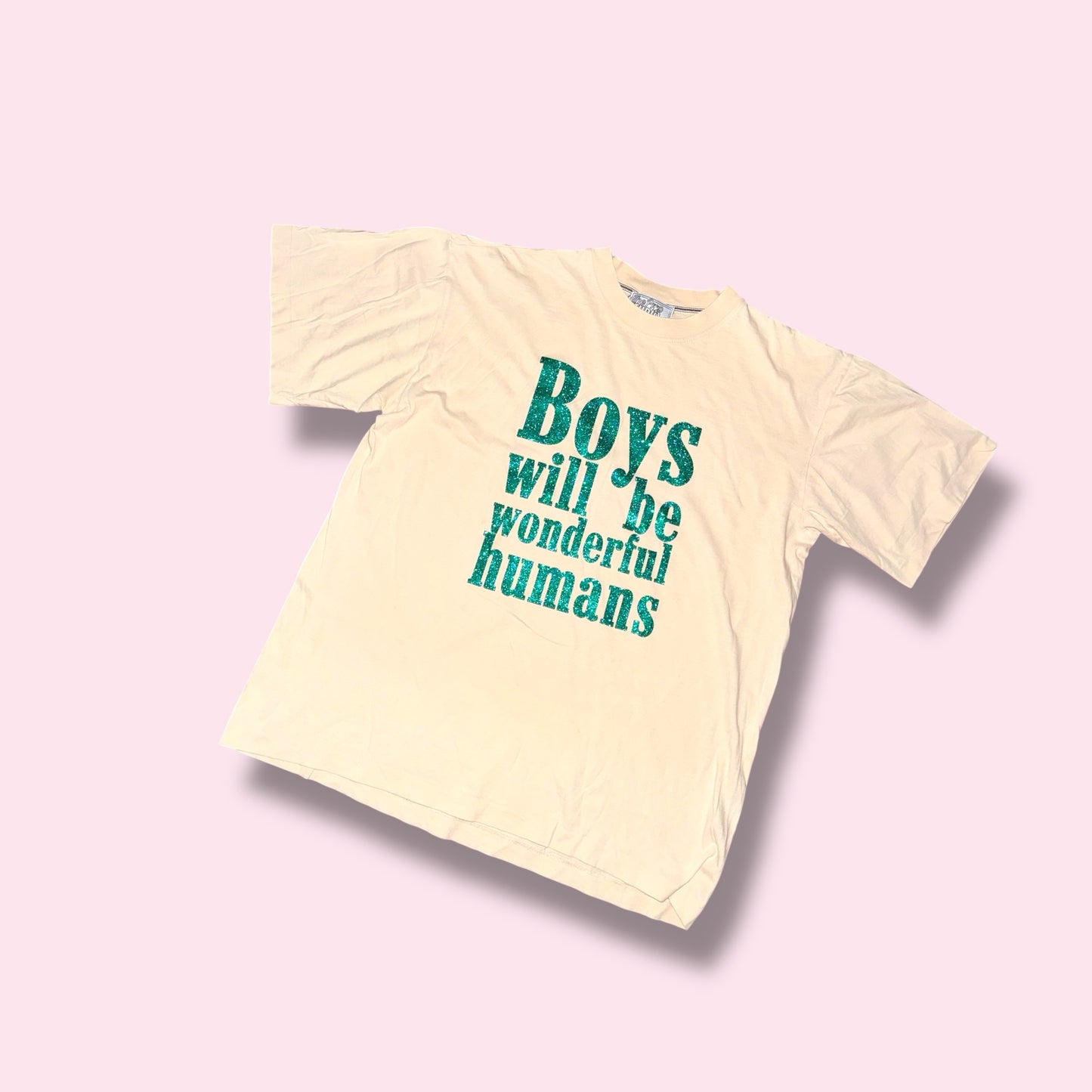 BOYS WILL BE WONDERFUL HUMANS Vintage Second-Hand Shirt beige