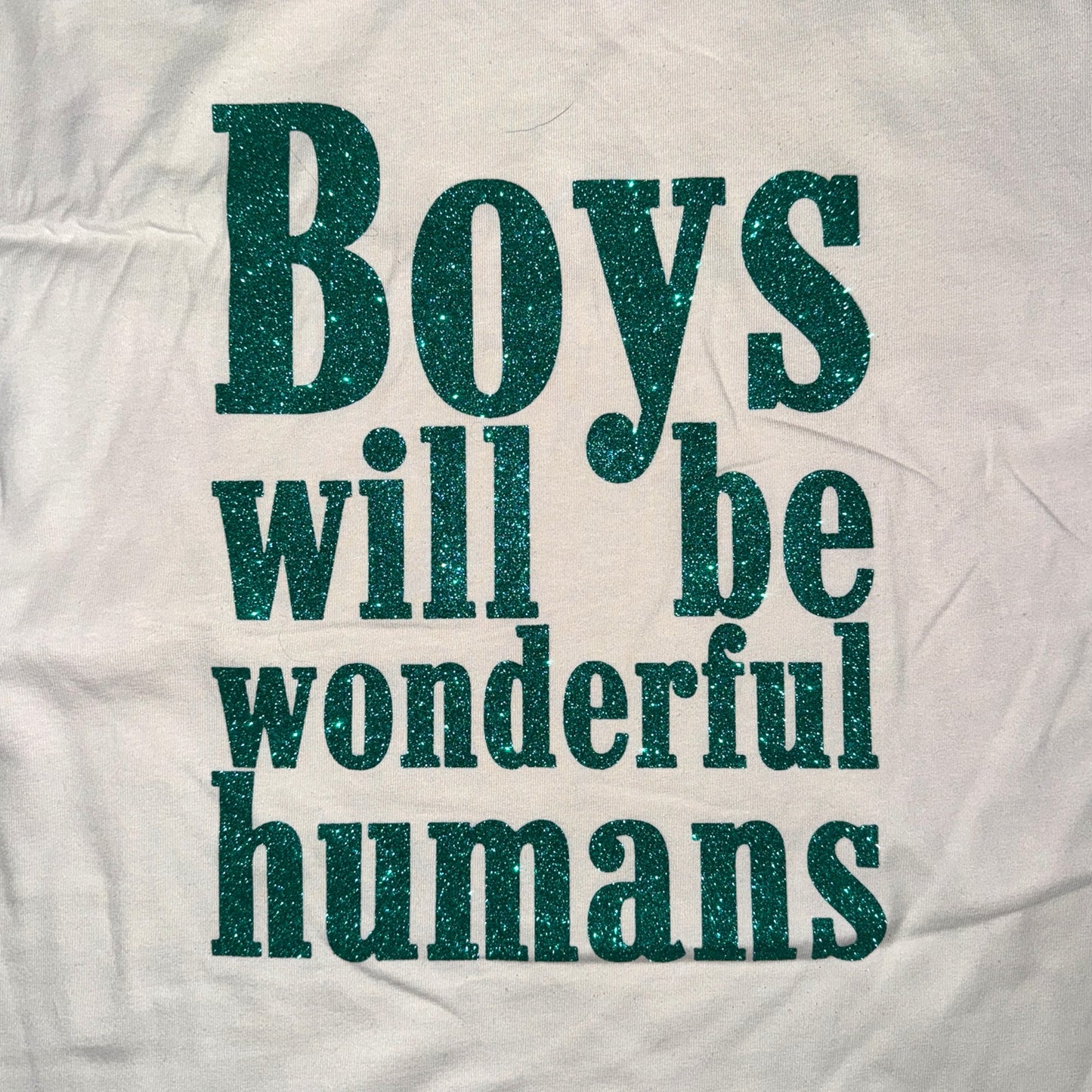 BOYS WILL BE WONDERFUL HUMANS Vintage Second-Hand Shirt white