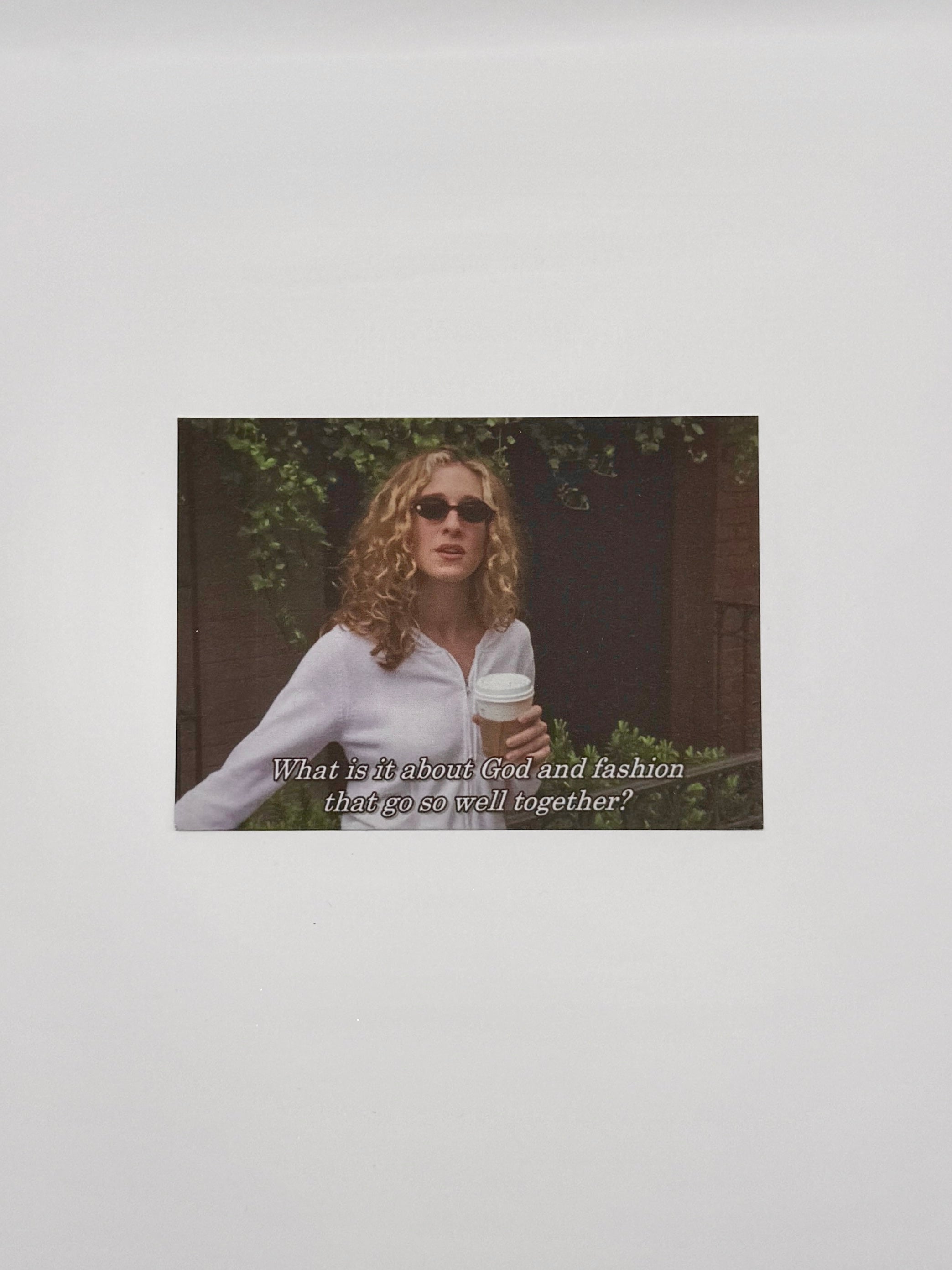 CARRIE, GOD & FASHION postcard