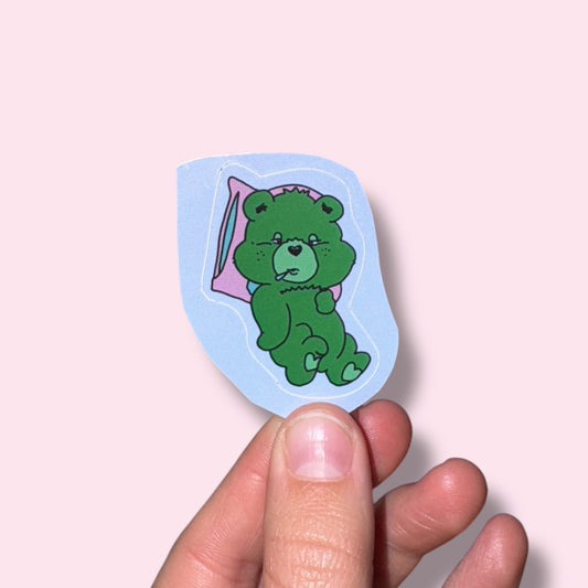 TIRED CARE BEAR Vinyl Sticker