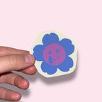 FLOWER EMOJI LILAC/BLUE VINYL STICKER