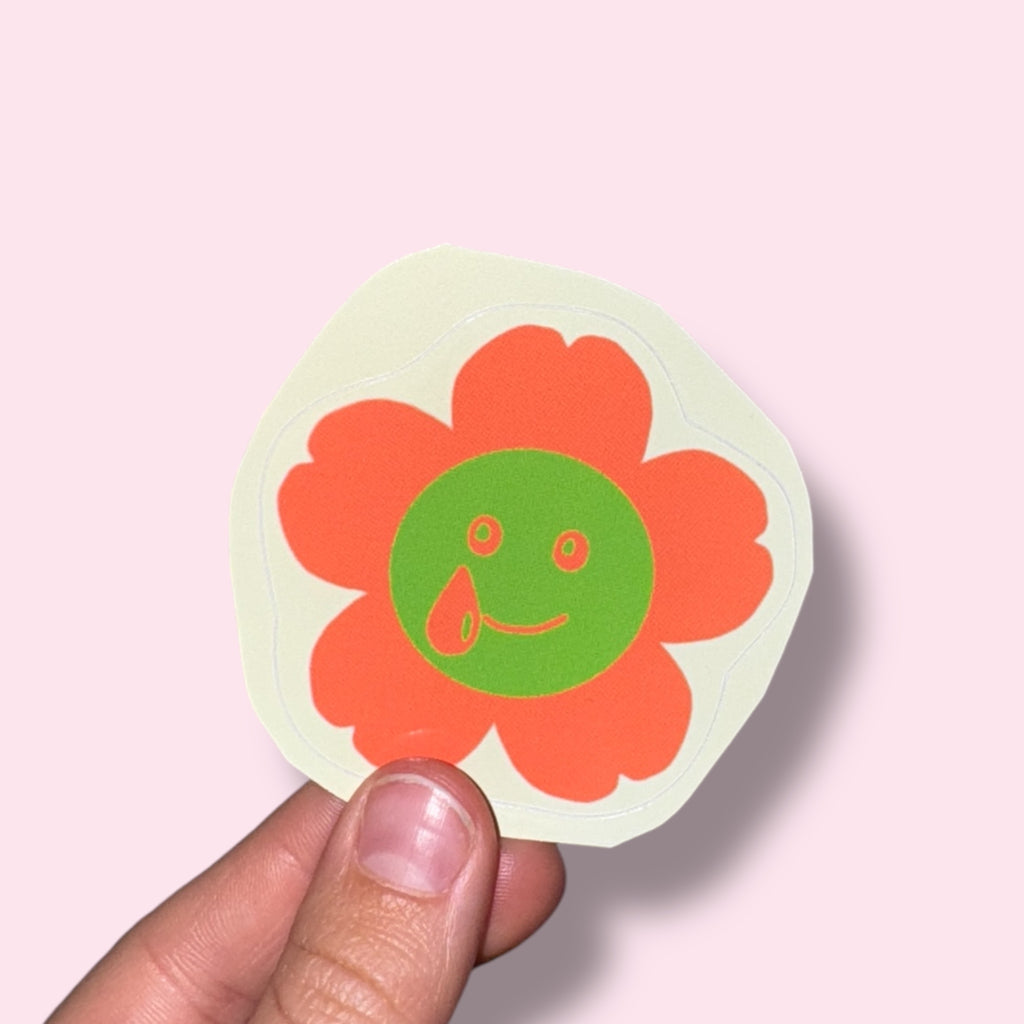 FLOWER EMOJI GREEN/ORANGE Vinyl Sticker