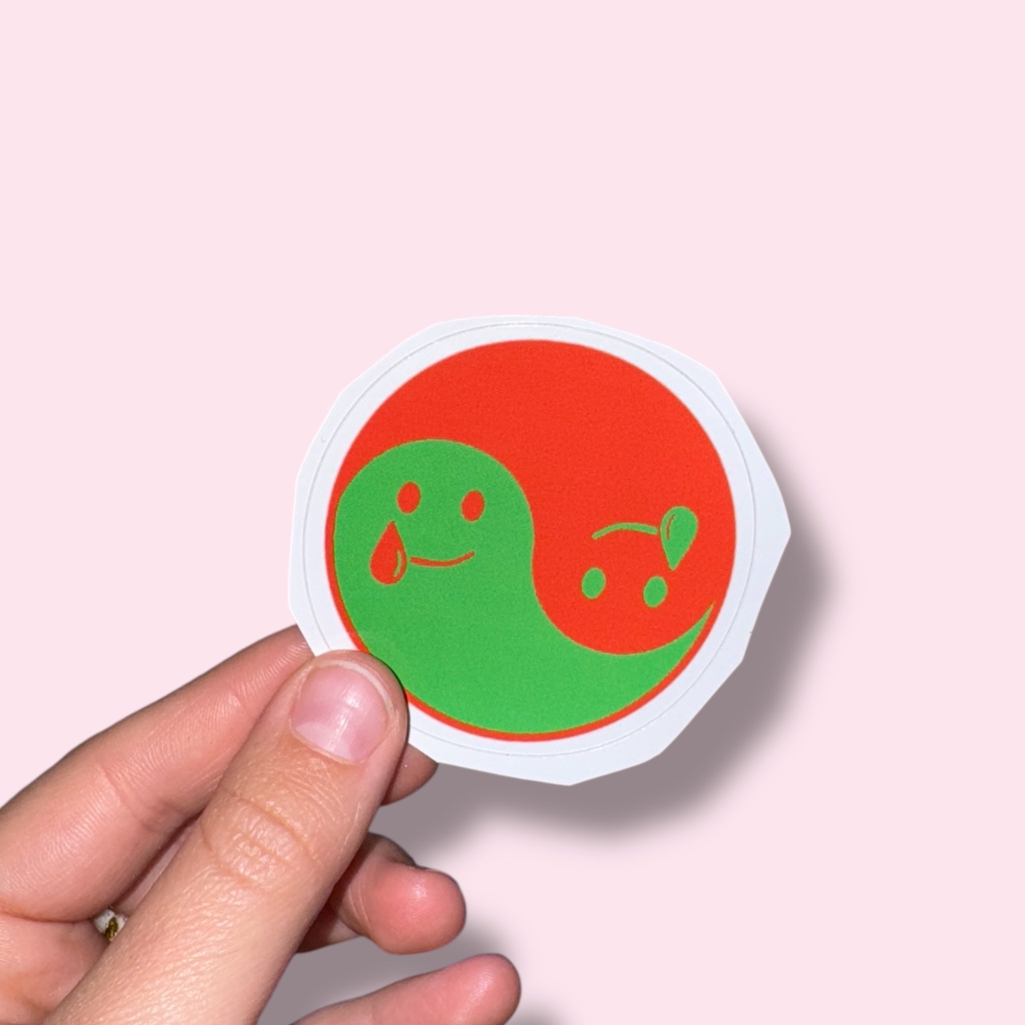 GHOSTI YING YANG GREEN/RED Vinyl Sticker