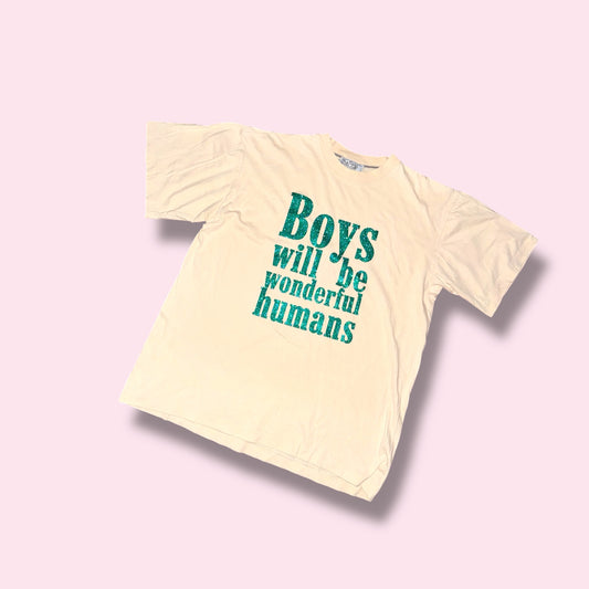BOYS WILL BE WONDERFUL HUMANS Vintage Second-Hand Shirt beige