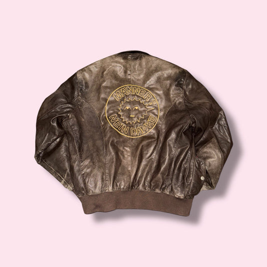 MÄNNER? NEIN DANKE Second-Hand Lederjacke Braun