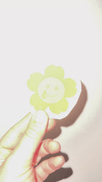 FLOWER EMOJI GREEN/ORANGE VINYL STICKER